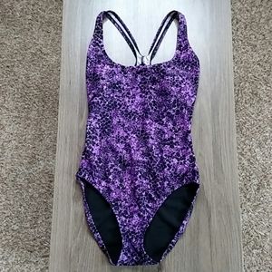 Speedo Splatter Print Racerback One Piece Swimsuit